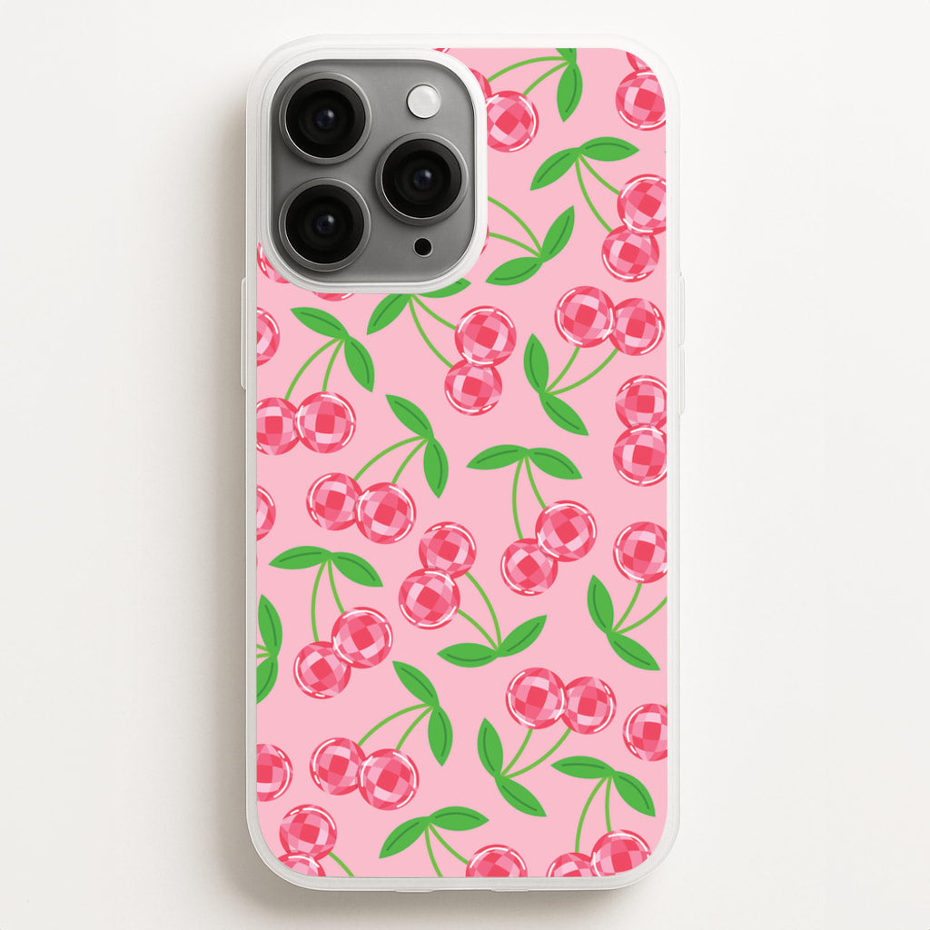 Disco Cherries Pattern  - Fruits Phone Case for iPhone 16 Pro Max