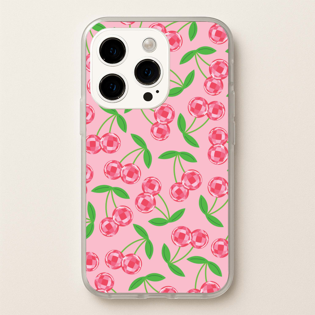 Disco Cherries Pattern  - Fruits Phone Case for iPhone 15 Pro Max