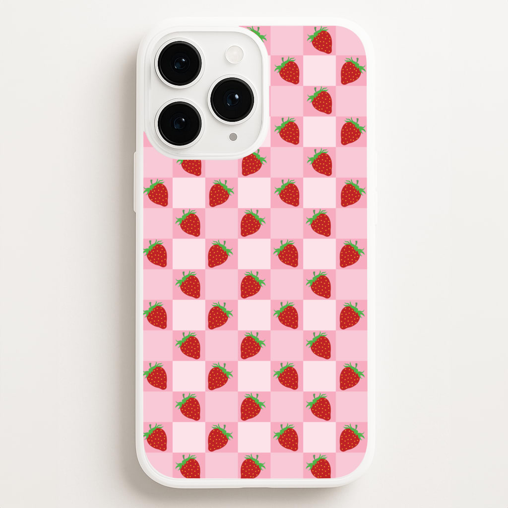 Checkered Strawberries Pattern Phone Case
