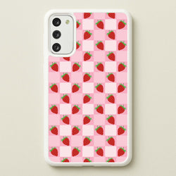 Checkered Strawberries Pattern  - Fruits Phone Case for Galaxy S20