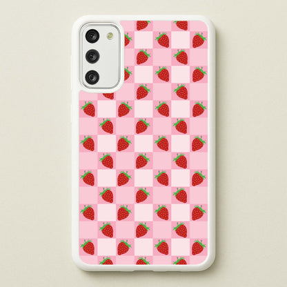 Checkered Strawberries Pattern  - Fruits Phone Case for Galaxy S20