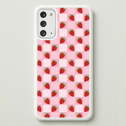Checkered Strawberries Pattern  - Fruits Phone Case for Galaxy Note 20