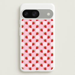 Checkered Strawberries Pattern  - Fruits Phone Case for Google Pixel 9 / 9 Pro
