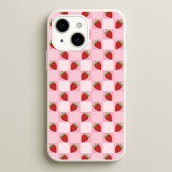 Checkered Strawberries Pattern  - Fruits Phone Case for iPhone 14