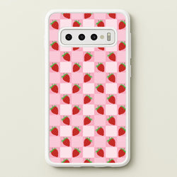 Checkered Strawberries Pattern  - Fruits Phone Case for Galaxy S10