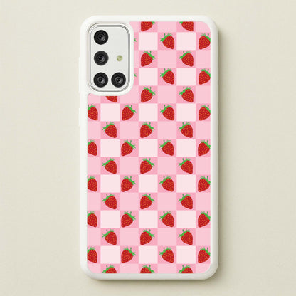 Checkered Strawberries Pattern  - Fruits Phone Case for Galaxy A71
