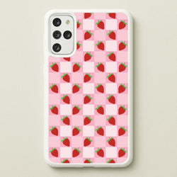 Checkered Strawberries Pattern  - Fruits Phone Case for Galaxy S20 Plus