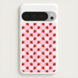 Checkered Strawberries Pattern  - Fruits Phone Case for Google Pixel 9 Pro XL