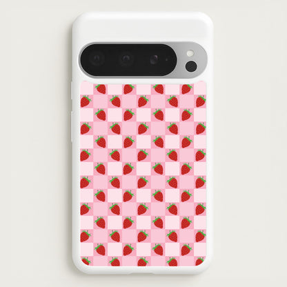 Checkered Strawberries Pattern  - Fruits Phone Case for Google Pixel 9 Pro XL