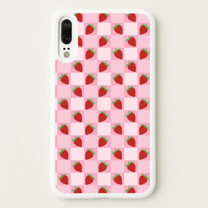 Checkered Strawberries Pattern  - Fruits Phone Case for Huawei P20
