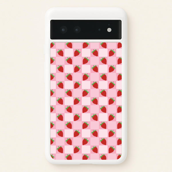 Checkered Strawberries Pattern  - Fruits Phone Case for Google Pixel 6