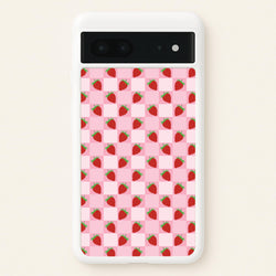 Checkered Strawberries Pattern  - Fruits Phone Case for Google Pixel 7