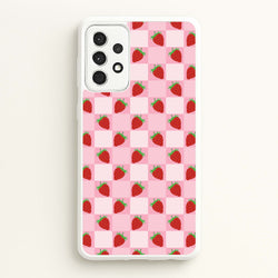 Checkered Strawberries Pattern  - Fruits Phone Case for Galaxy A52 / A52s