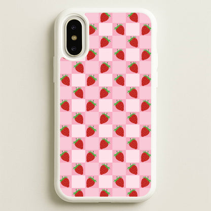 Checkered Strawberries Pattern  - Fruits Phone Case for iPhone X / XS