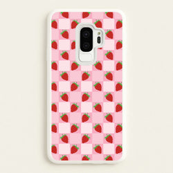 Checkered Strawberries Pattern  - Fruits Phone Case for Galaxy S9 Plus