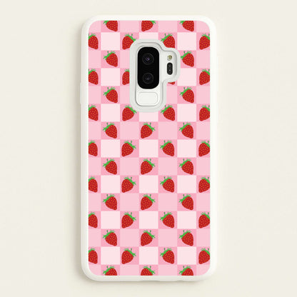 Checkered Strawberries Pattern  - Fruits Phone Case for Galaxy S9 Plus