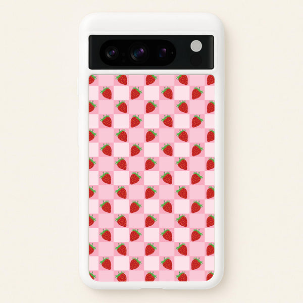 Checkered Strawberries Pattern  - Fruits Phone Case for Google Pixel 8 Pro