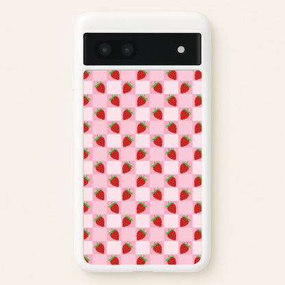 Checkered Strawberries Pattern  - Fruits Phone Case for Google Pixel 6a