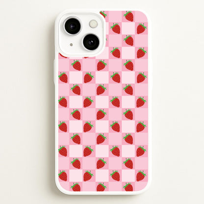Checkered Strawberries Pattern  - Fruits Phone Case for iPhone 13 Mini