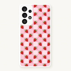 Checkered Strawberries Pattern  - Fruits Phone Case for Galaxy A53