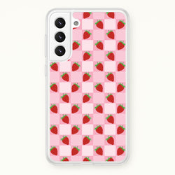 Checkered Strawberries Pattern  - Fruits Phone Case for Galaxy S22 Plus