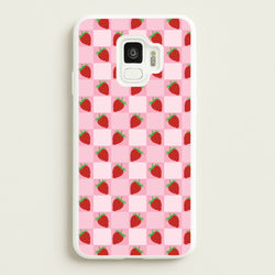 Checkered Strawberries Pattern  - Fruits Phone Case for Galaxy S9
