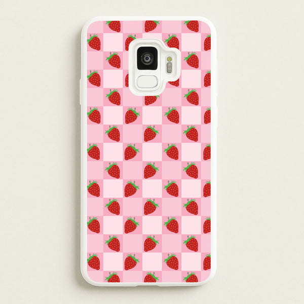 Checkered Strawberries Pattern  - Fruits Phone Case for Galaxy S9