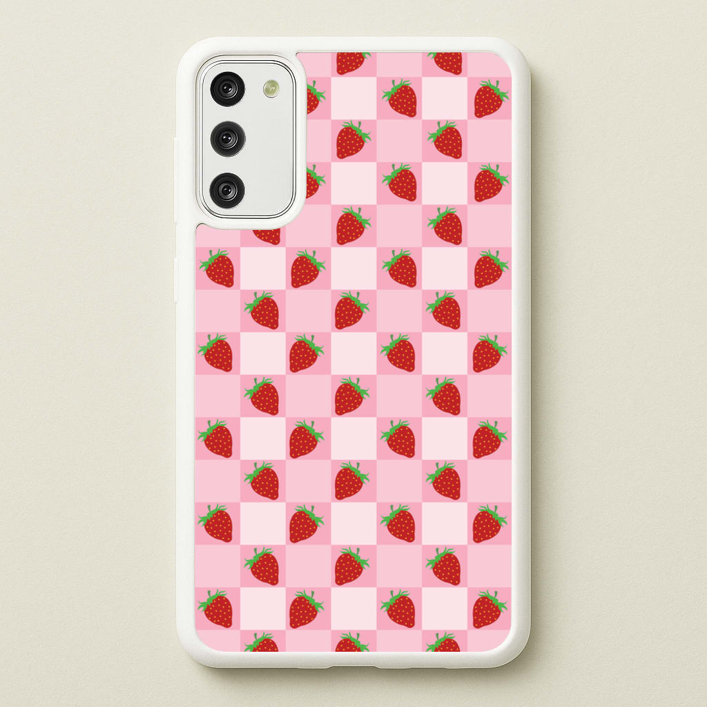 Checkered Strawberries Pattern  - Fruits Phone Case for Galaxy A41