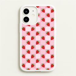 Checkered Strawberries Pattern  - Fruits Phone Case for iPhone 12 / 12 Pro