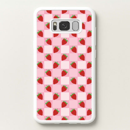 Checkered Strawberries Pattern  - Fruits Phone Case for Galaxy S8