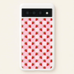 Checkered Strawberries Pattern  - Fruits Phone Case for Google Pixel 7 Pro