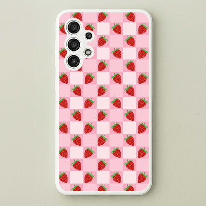 Checkered Strawberries Pattern  - Fruits Phone Case for Galaxy A13