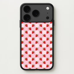 Checkered Strawberries Pattern Phone Case for iPhone 17 Pro Max