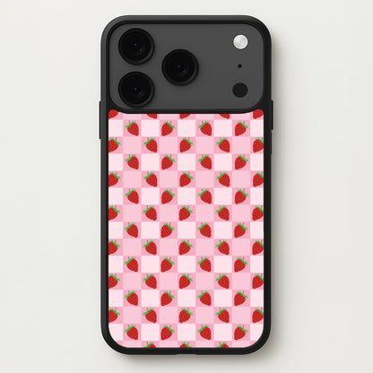 Checkered Strawberries Pattern Phone Case for iPhone 17 Pro Max