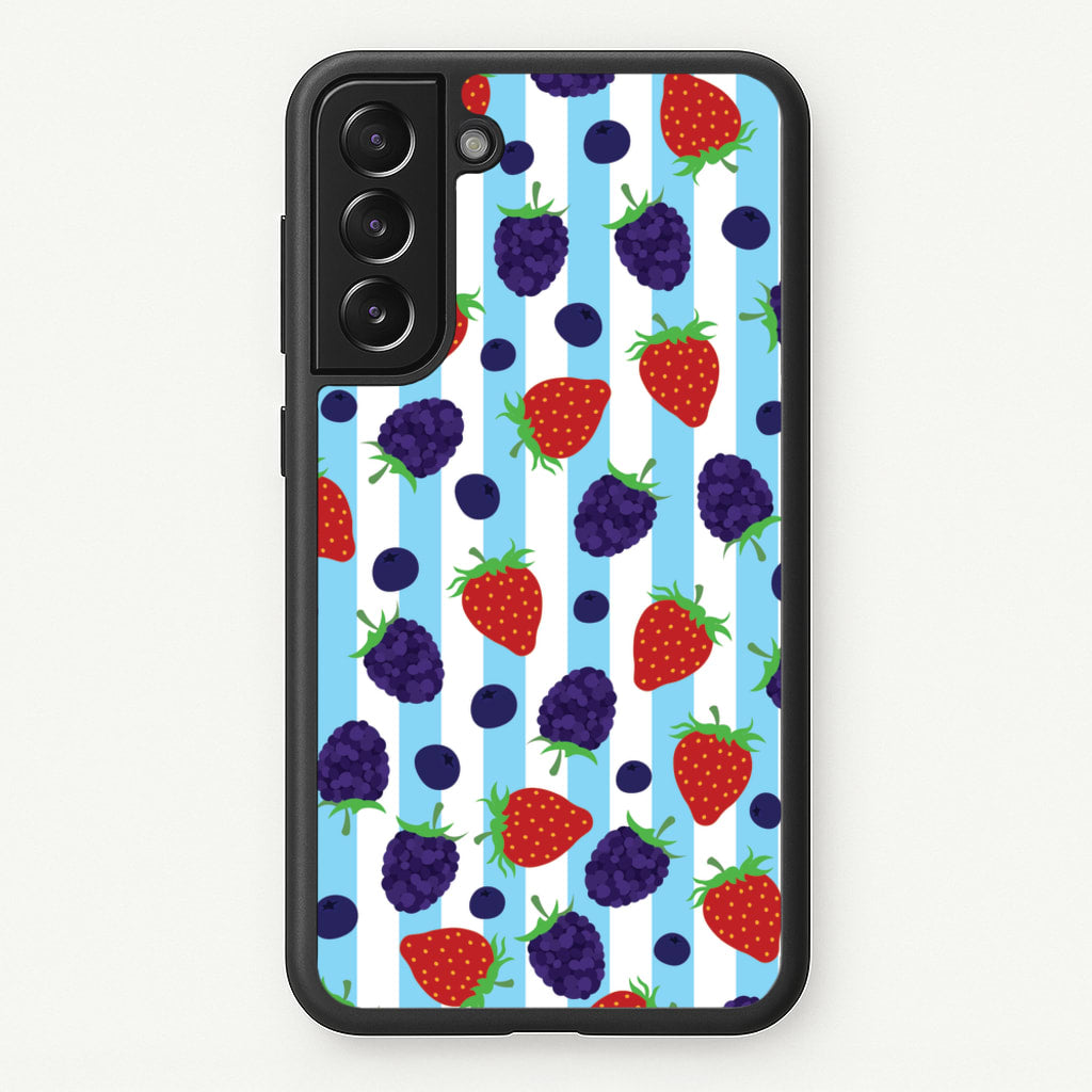 Stripes And Berries  - Fruits Phone Case for Galaxy S22