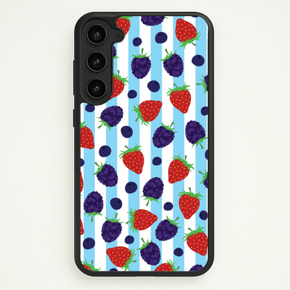 Stripes And Berries  - Fruits Phone Case for Galaxy S23 Plus