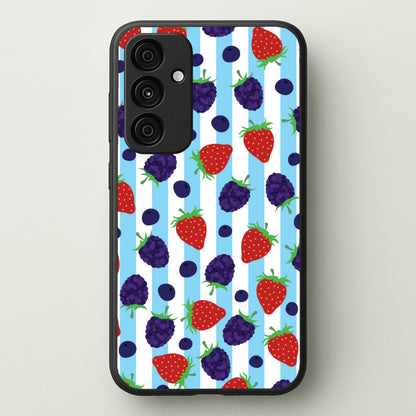 Stripes And Berries  - Fruits Phone Case for Galaxy A55