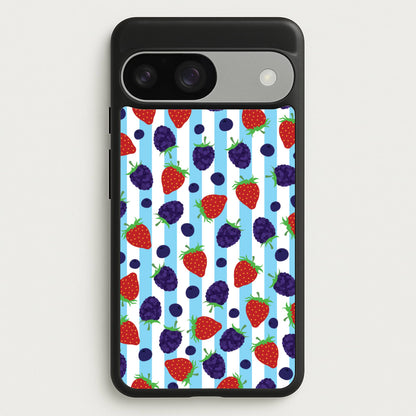 Stripes And Berries  - Fruits Phone Case for Google Pixel 9 / 9 Pro