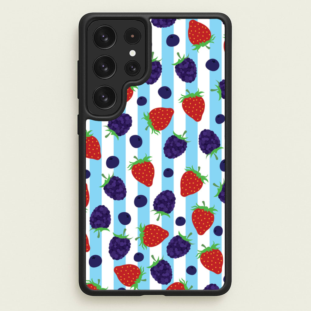 Stripes And Berries  - Fruits Phone Case for Galaxy S22 Ultra