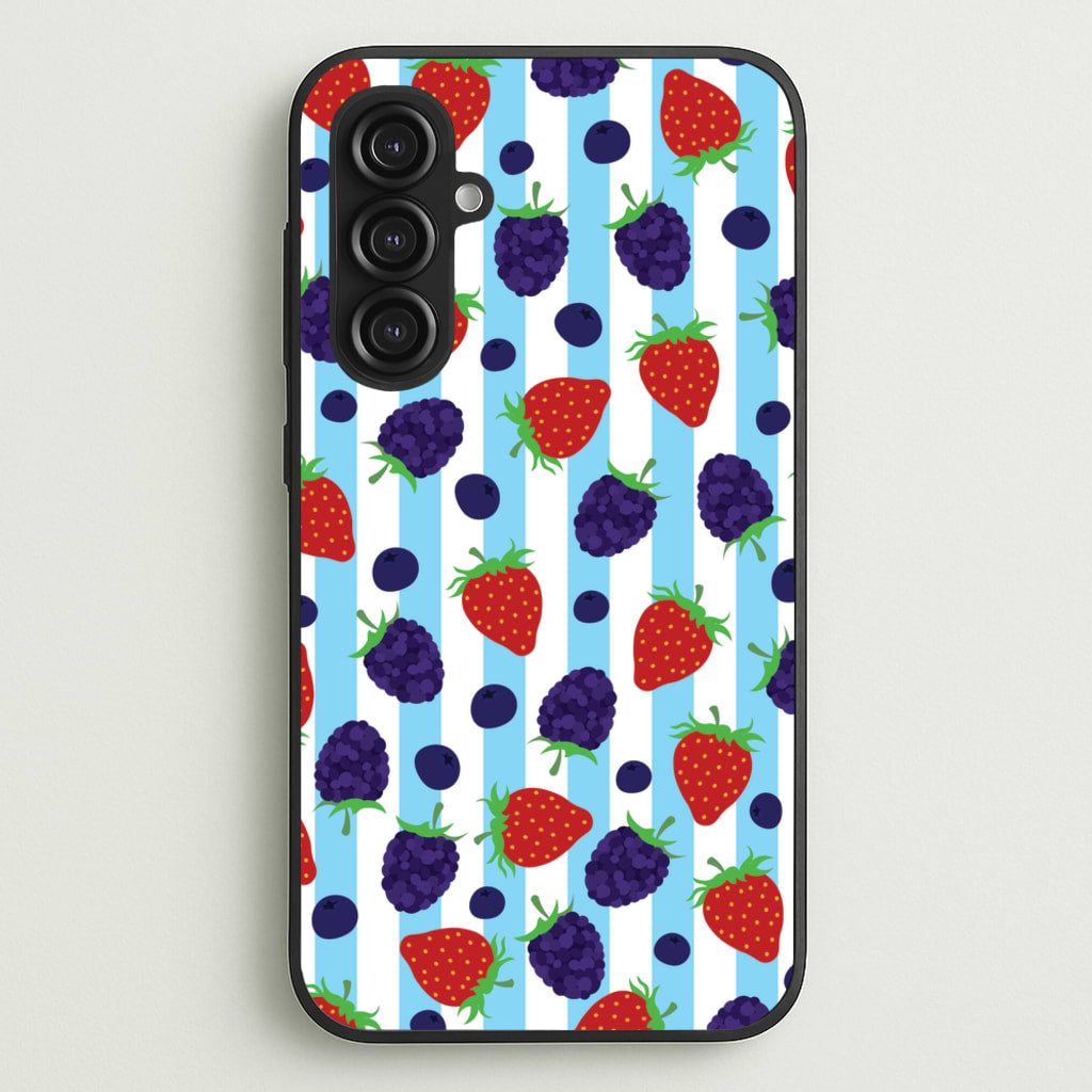 Stripes And Berries  - Fruits Phone Case for Galaxy S23FE