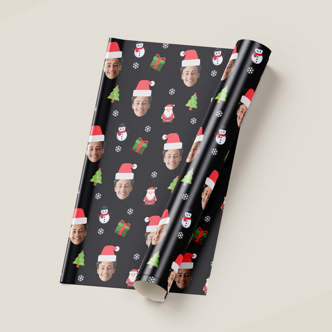 Personalised Santa Hat Custom Photo Wrapping Paper