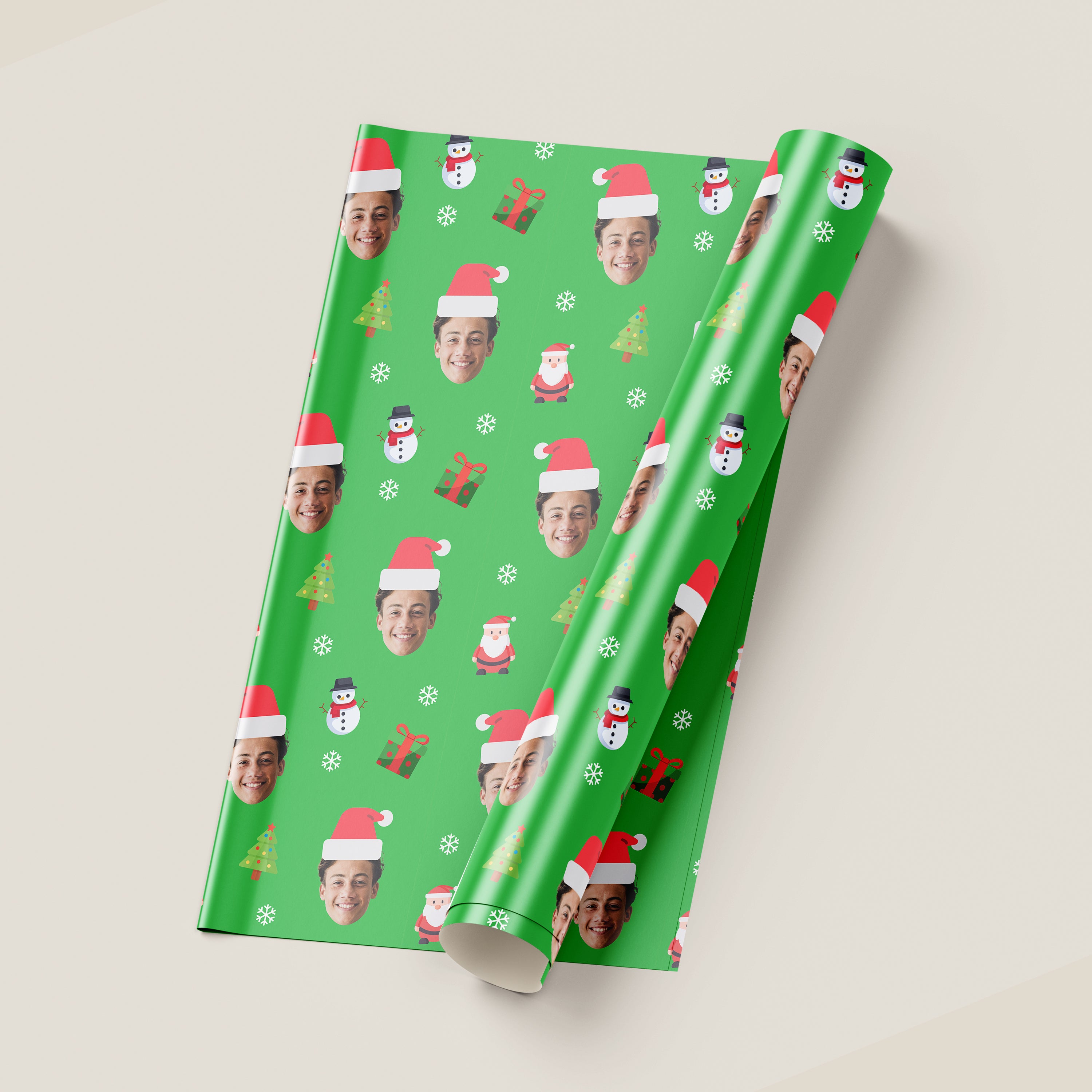 Personalised Santa Hat Custom Photo Wrapping Paper