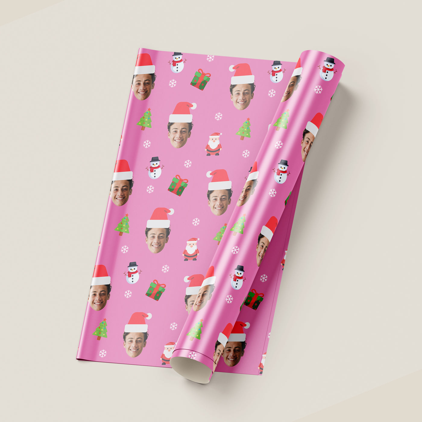 Personalised Santa Hat Custom Photo Wrapping Paper