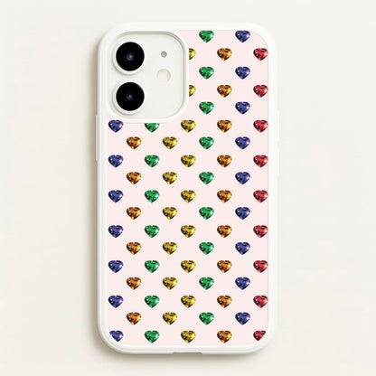 Rainbow Gem Hearts Pattern  - Patterns Phone Case for iPhone 12 Mini
