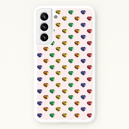 Rainbow Gem Hearts Pattern  - Patterns Phone Case for Galaxy S21