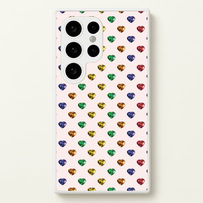 Rainbow Gem Hearts Pattern  - Patterns Phone Case for Galaxy S24 Ultra
