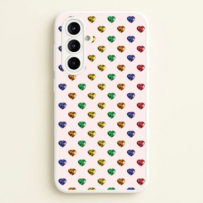 Rainbow Gem Hearts Pattern  - Patterns Phone Case for Galaxy A16
