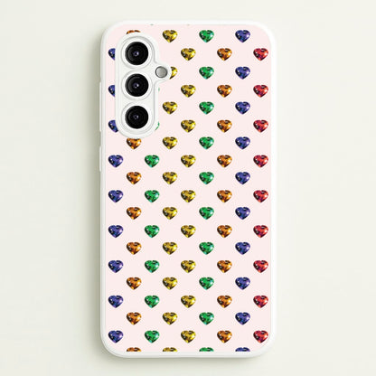 Rainbow Gem Hearts Pattern  - Patterns Phone Case for Galaxy A14