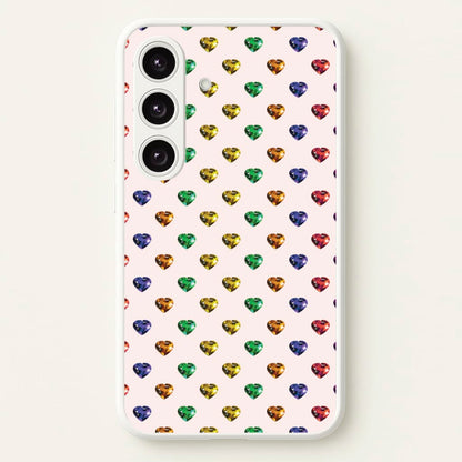 Rainbow Gem Hearts Pattern  - Patterns Phone Case for Galaxy S24FE