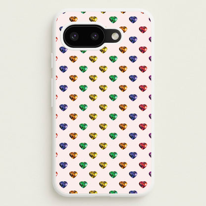 Rainbow Gem Hearts Pattern  - Patterns Phone Case for Google Pixel 9a